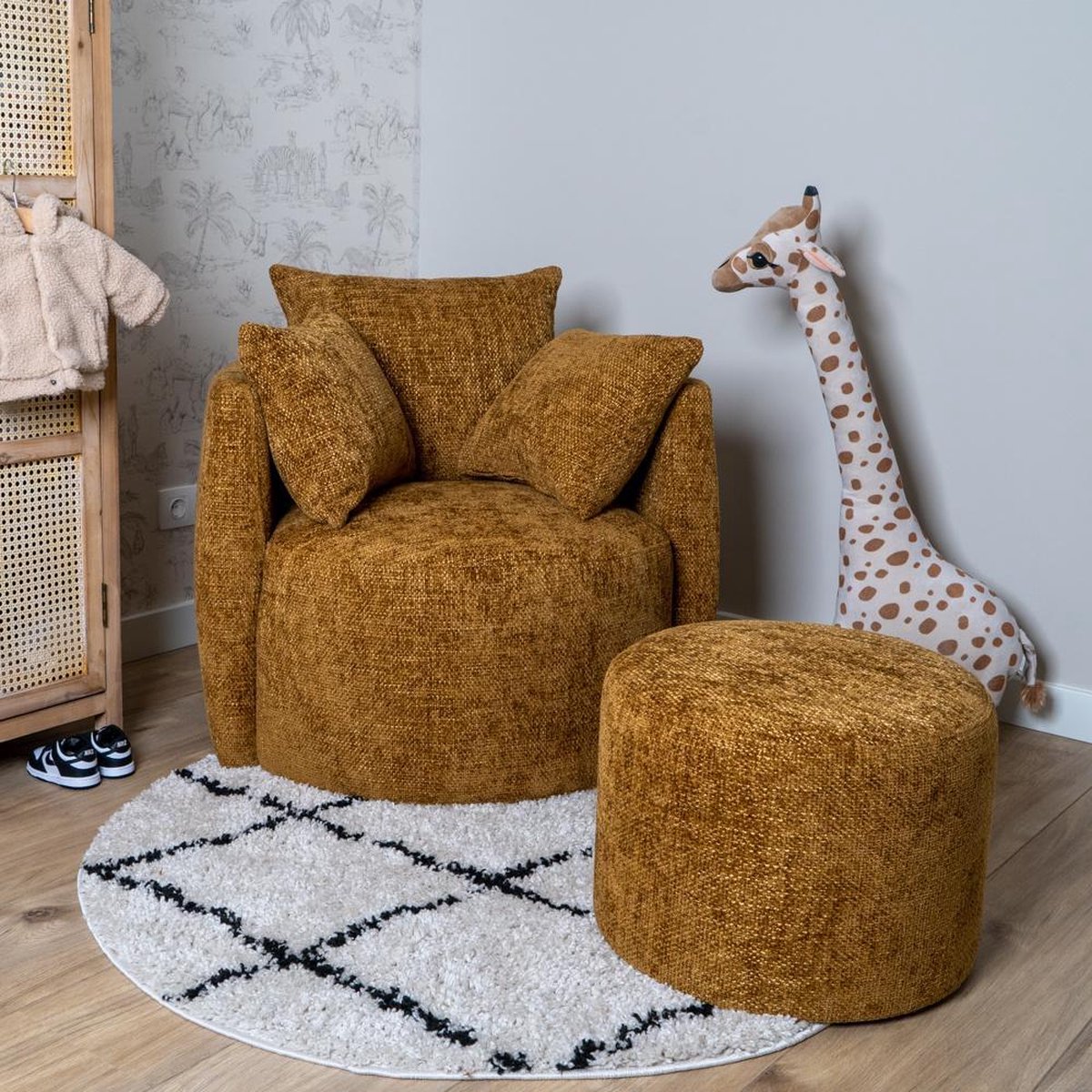 Bronx71 Stoel Babykamer Ruby Chenille Stof Oker - Geel