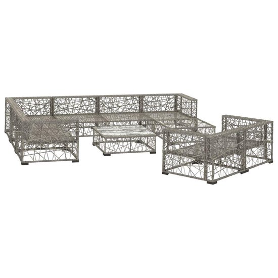 Vidaxl 10-delige Loungeset Met Kussens Poly Rattan - Grijs