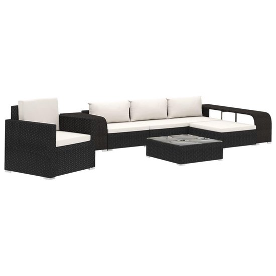 Vidaxl 8-delige Loungeset Met Kussens Poly Rattan - Zwart