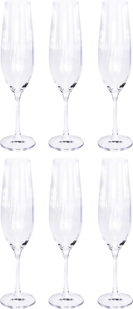 6x Champagneglazen/flutes 26 Cl/260 Ml Van Kristalglas - Kristalglazen - Champagneglas