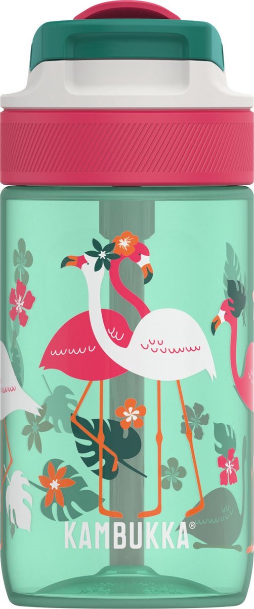 Kambukka Schoolbeker/drinkbeker - 400 Ml - Lekvrij - Schokbestendig - Drinkflessen - Lagoon Pink Flamingo - Rosa
