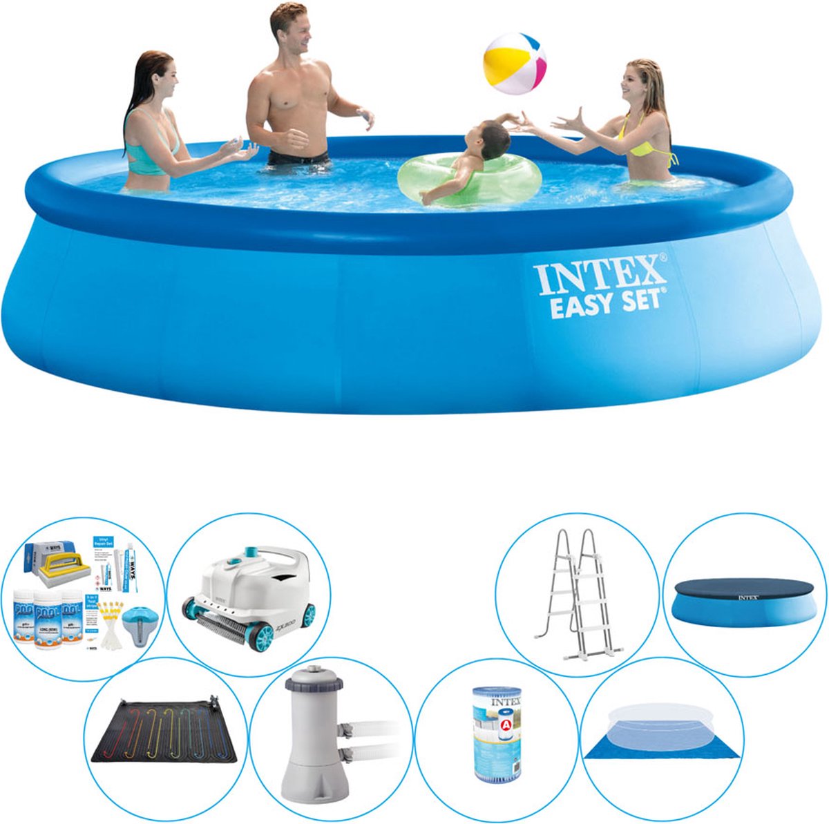 Intex Easy Set Rond 457x107 Cm - Zwembad Combi Deal - Blauw