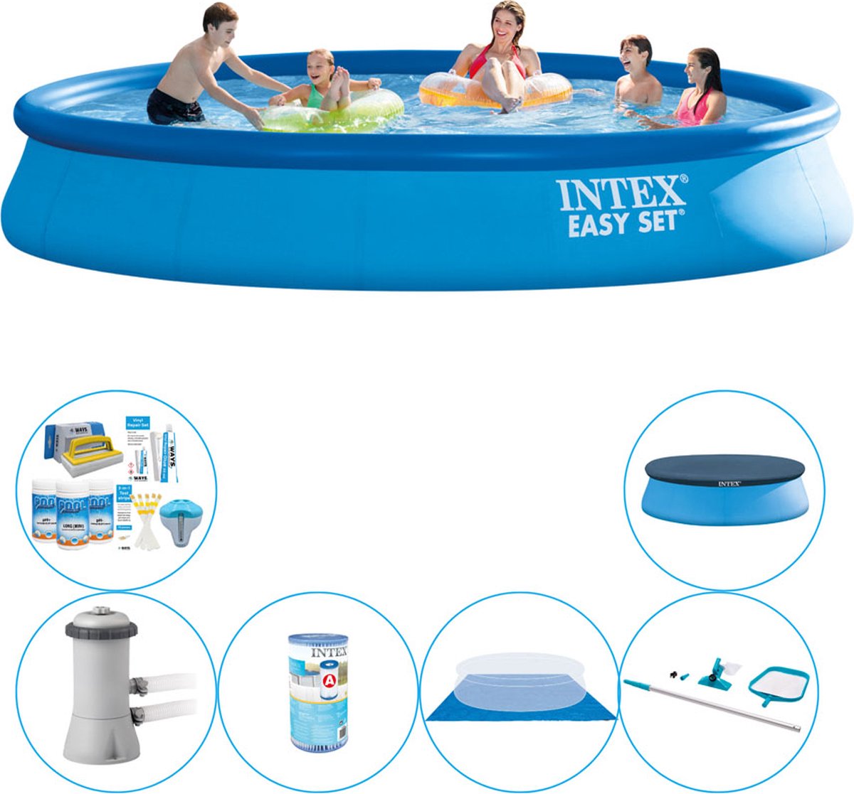 Intex Zwembad Met Accessoires - Easy Set Rond 457x84 Cm - Blauw