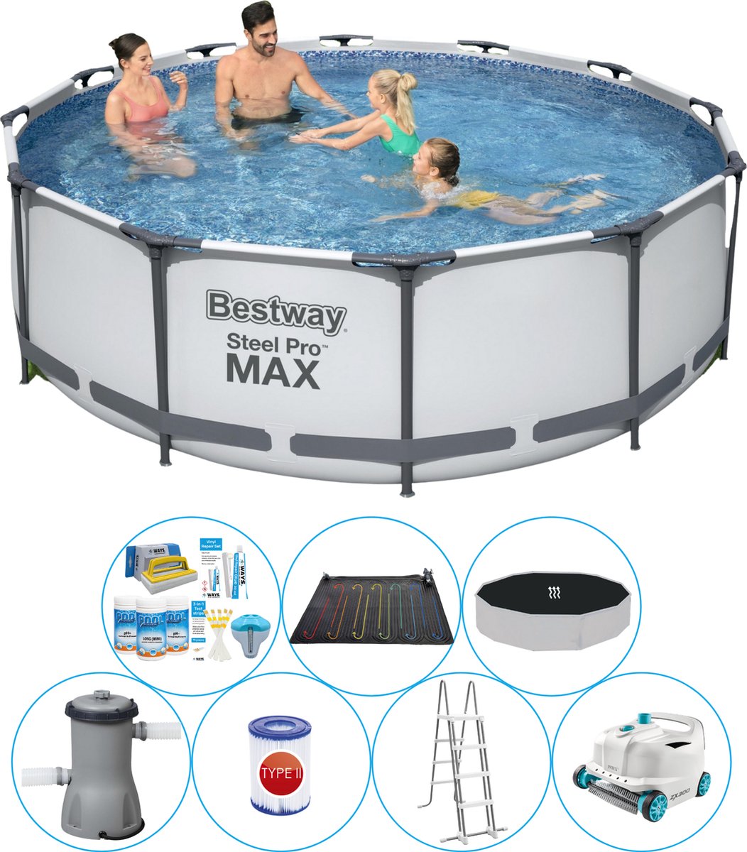 Bestway Zwembad Bundel - Steel Pro Max Rond 366x100 Cm - Grijs