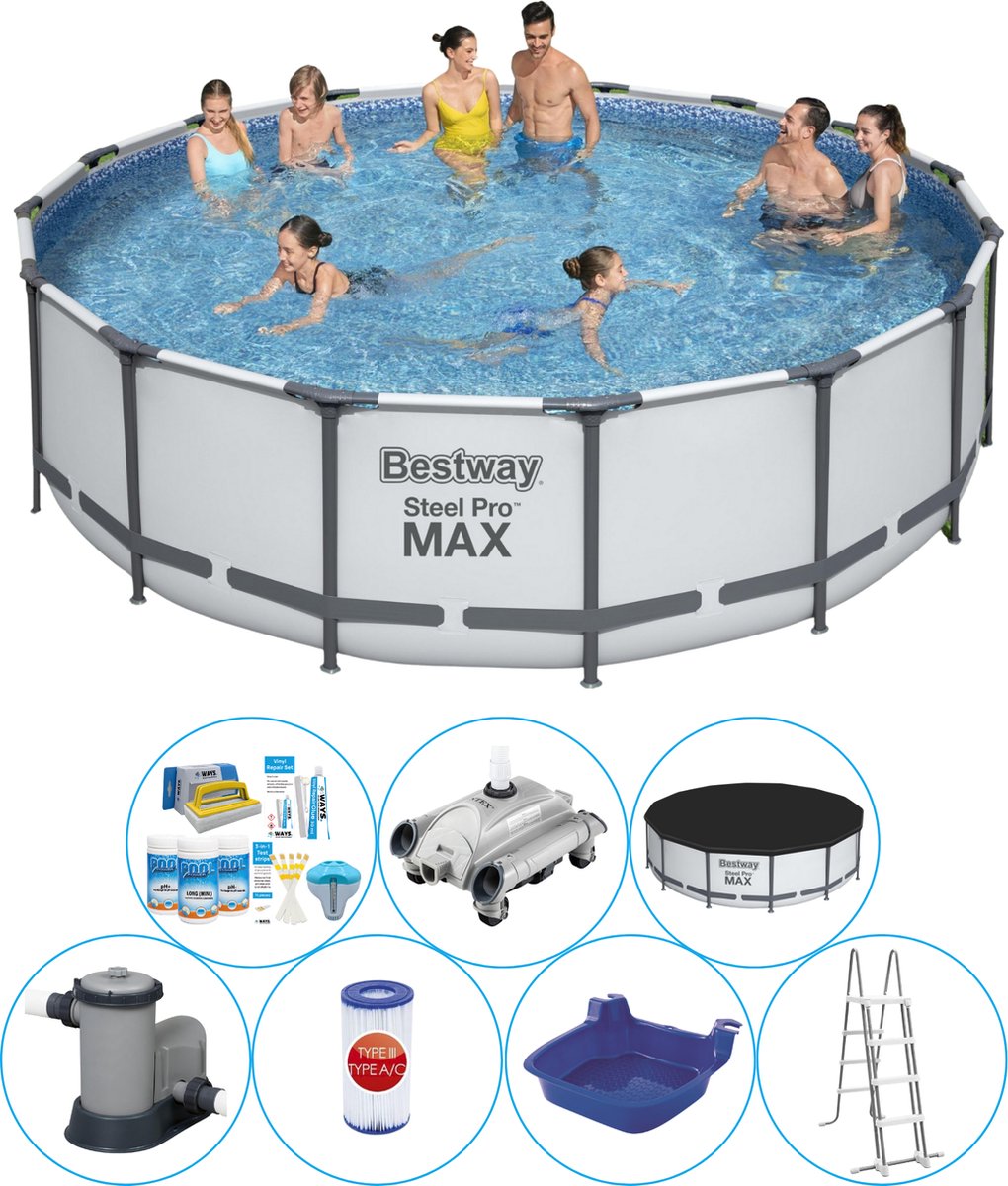 Bestway Steel Pro Max Rond 488x122 Cm - Zwembad Deal - Grijs