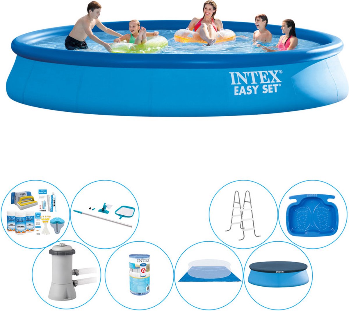 Intex Alles In 1 Zwembad Pakket - Easy Set Rond 457x84 Cm - Blauw