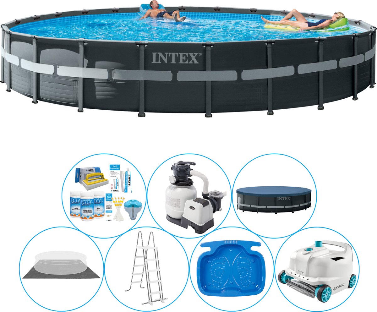 Intex Ultra Xtr Frame Rond 732x132 Cm - Slimme Zwembad Deal - Grijs