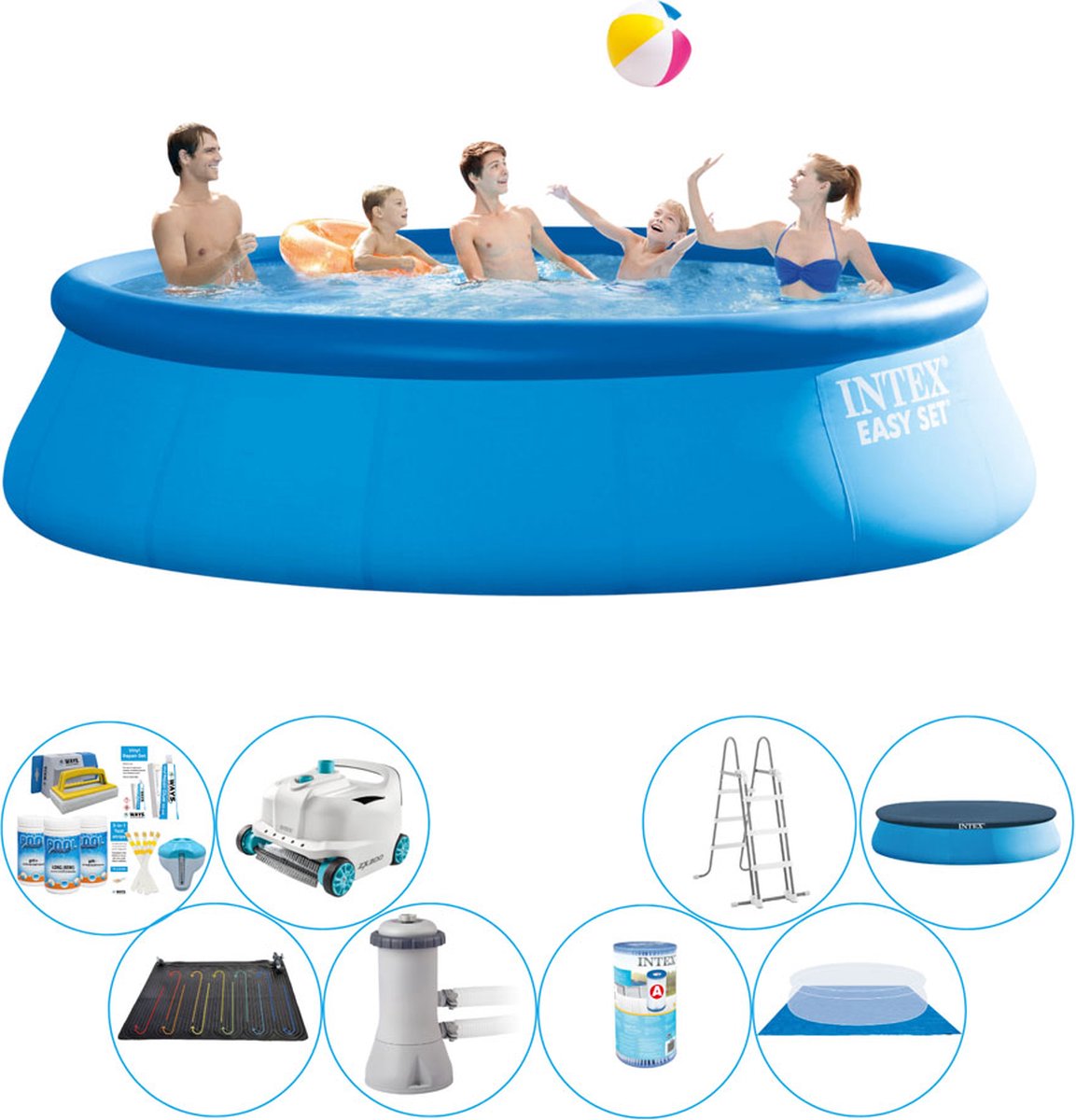 Intex Easy Set Rond 457x122 Cm - Zwembad Combi Deal - Blauw