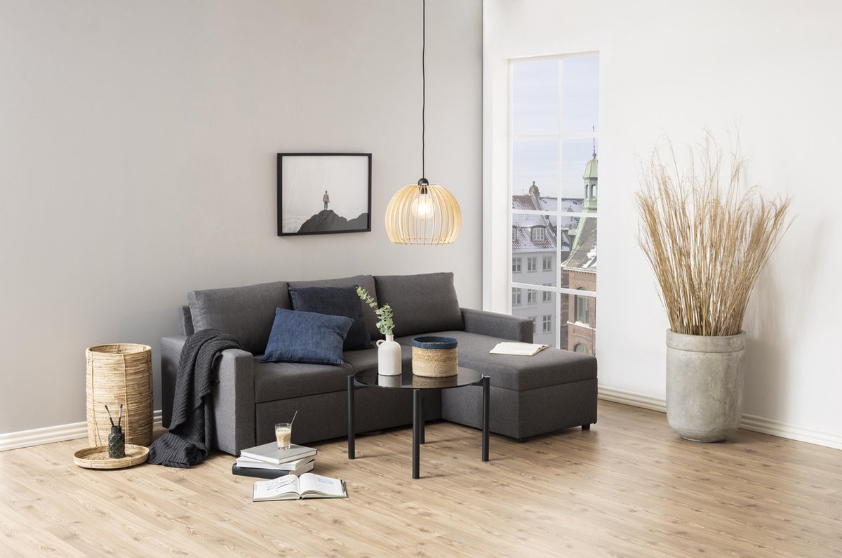 Sander Slaapbank Met Chaise Longue, Opbergruimte En Uittrek. - Grijs