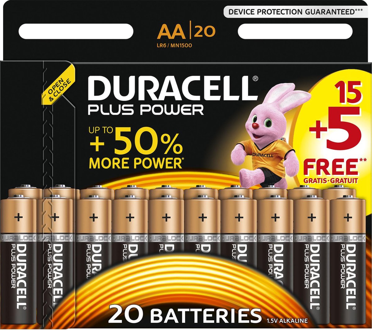 Duracell Batterijen Plus Power Aa, Blister Van 15+5 Stuks