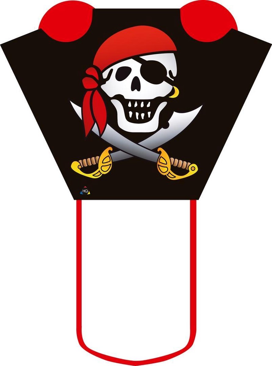 Invento Eenlijnskindervlieger Pocket Sled Jolly Roger 43 Cm - Zwart