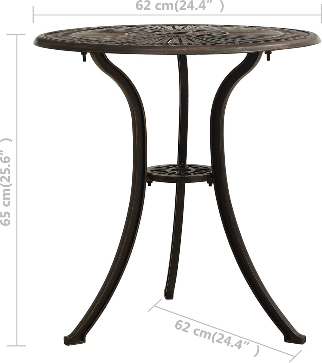 Vidaxl 3-delige Bistroset Gietaluminium Bronskleurig - Bruin