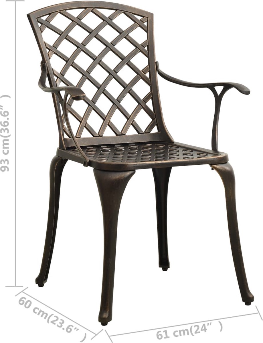 Vidaxl 3-delige Bistroset Gietaluminium Bronskleurig - Bruin