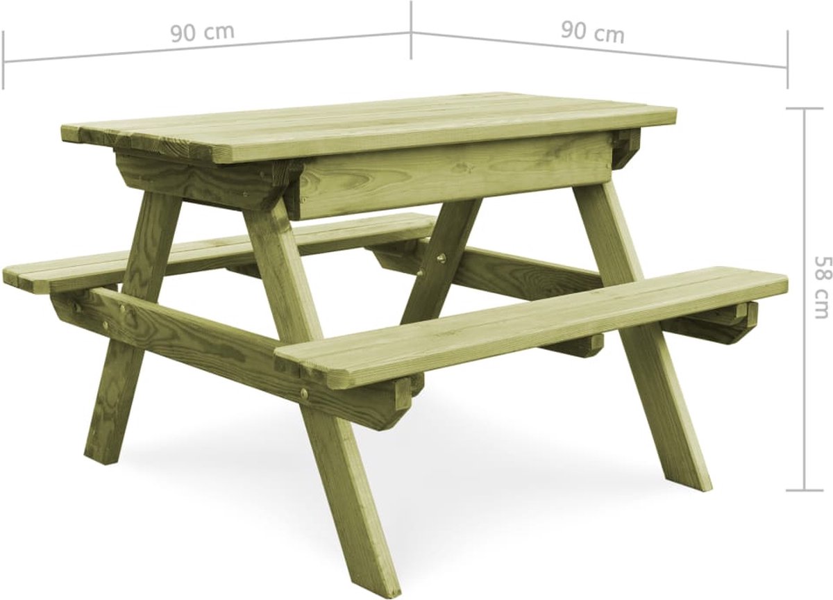 Vidaxl Picknicktafel Met Banken 90x90x58 Cm Geïmpregneerd Grenenhout - Groen