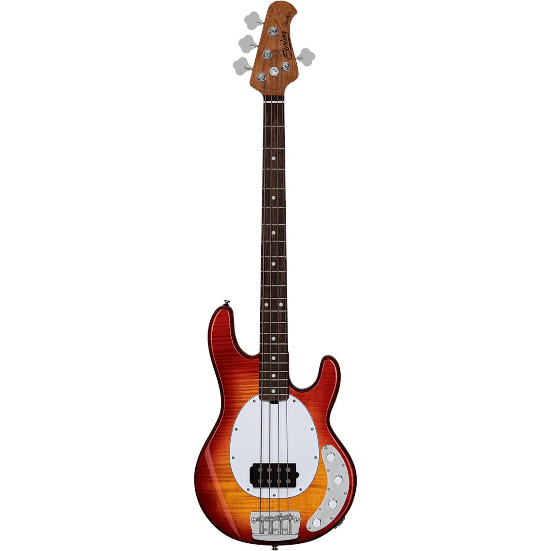 Music Man StingRay Ray34 FM Heritage Cherry Burst elektrische basgitaar met deluxe gigbag