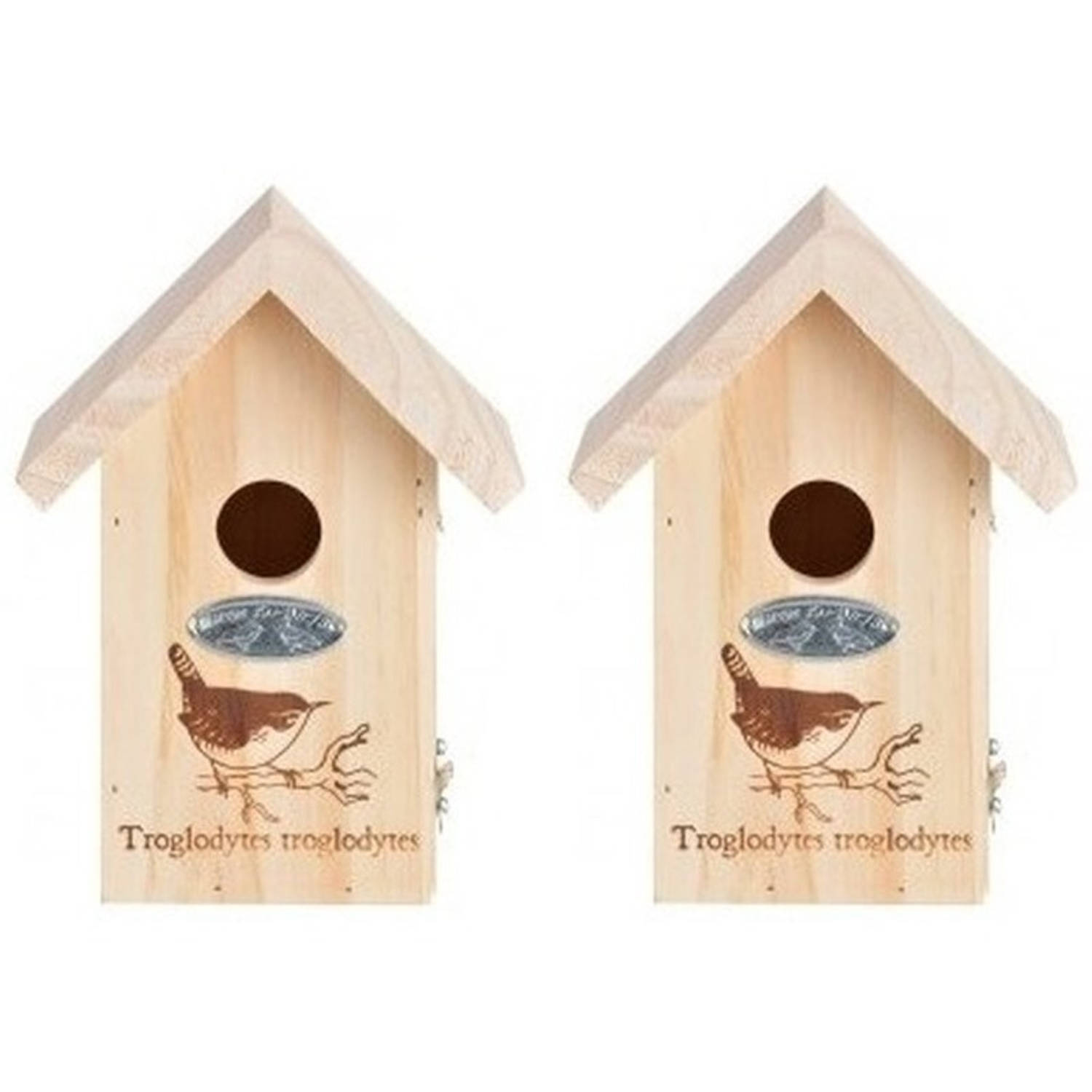 2x Vogelhuisjes Met Vogel Silhouet 19,5 X 9,5 Cm - Vogelhuisjes Tuindecoraties