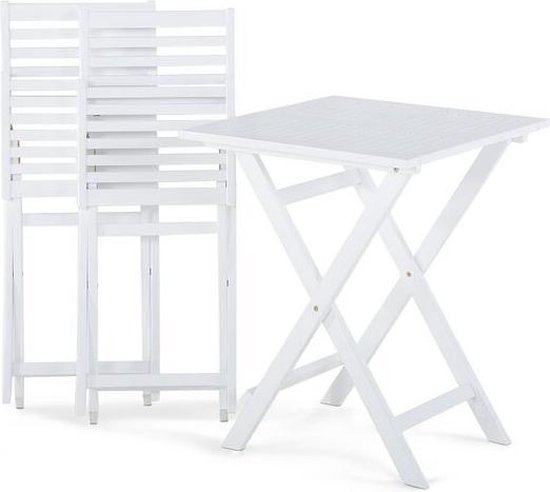 Beliani Fiji Balkonset Acaciahout 60 X 60 Cm - Wit