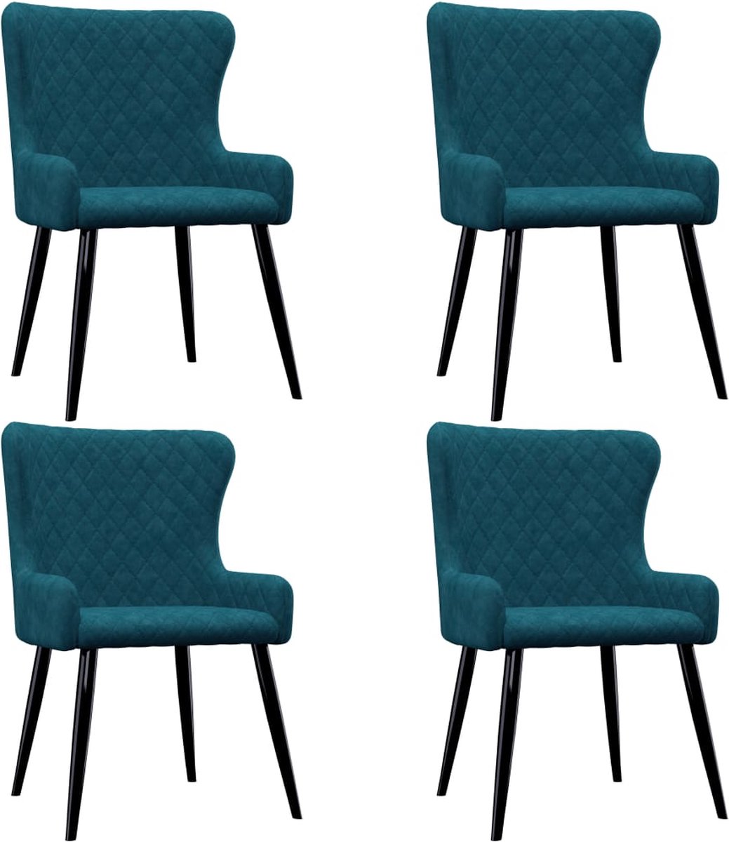 Vidaxl Eetkamerstoelen 4 St Fluweel - Blauw