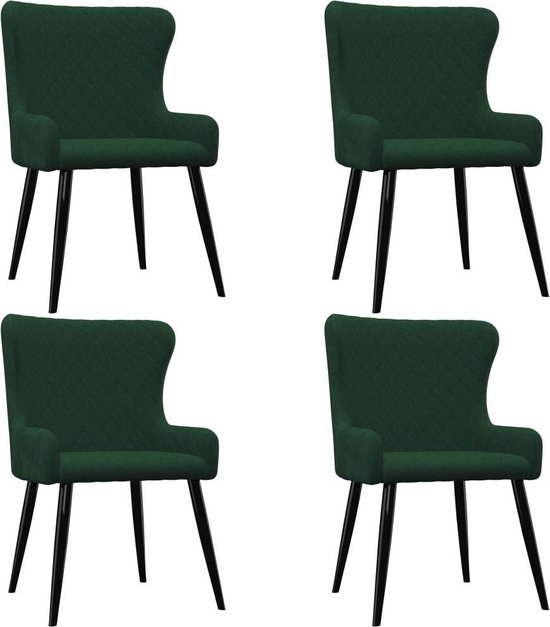 Vidaxl Eetkamerstoelen 4 St Fluweel - Groen