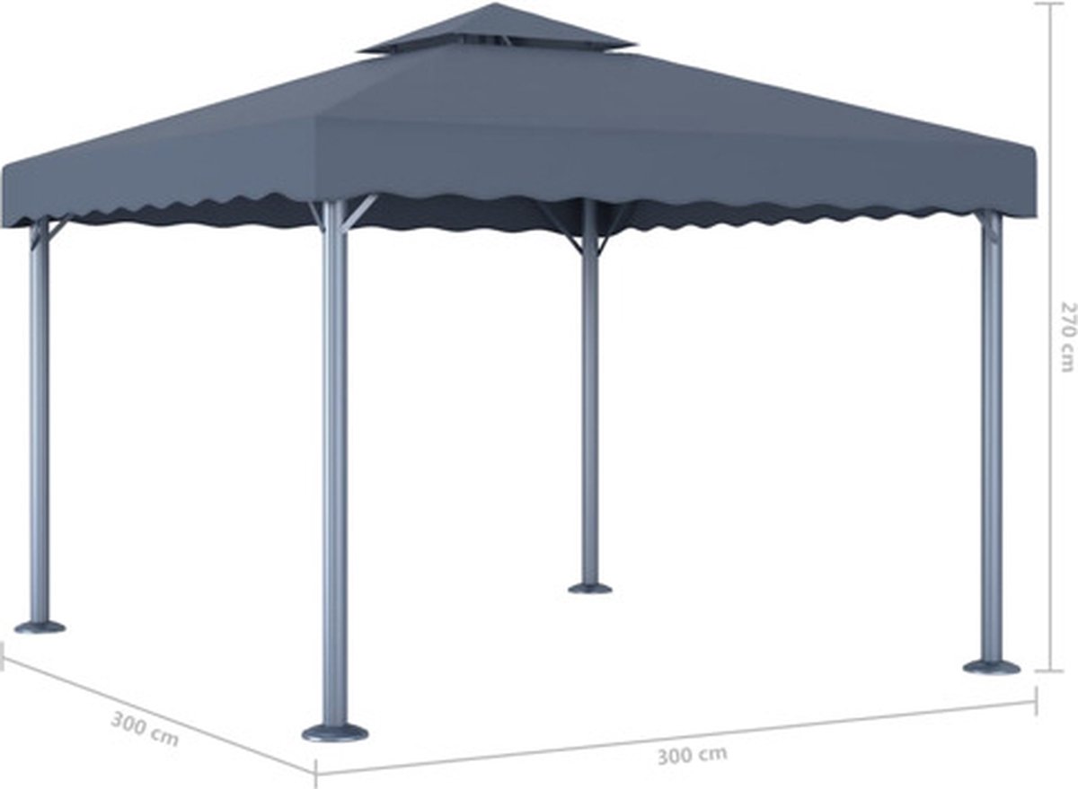 Vidaxl Prieel 300x300 Cm Aluminium Antraciet