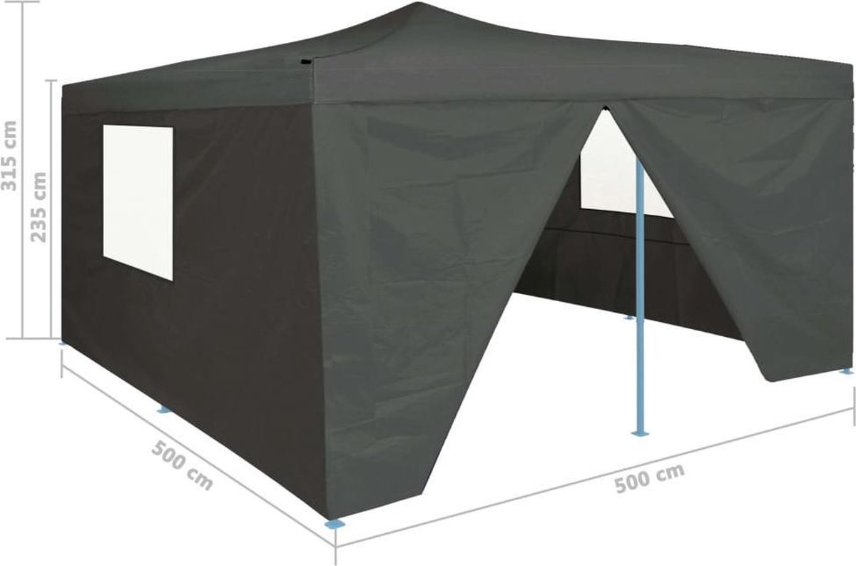 Vidaxl Prieel Inklapbaar Met 4 Zijwanden 5x5 M Antraciet - Grijs
