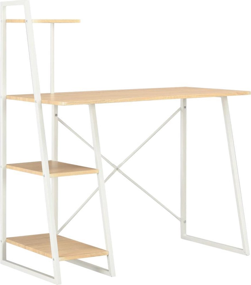 Vidaxl Bureau Met Schappen 102x50x117 Cm En Eikenkleurig - Blanco