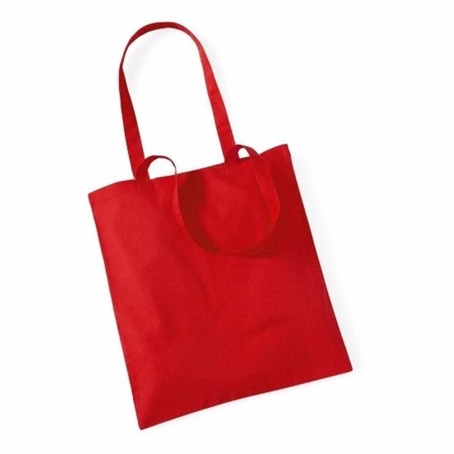 10x Katoenen Schoudertasjes 42 X 38 Cm - 10 Liter - Shopper/boodschappen Tas - Tote Bag - Draagtas - Rood