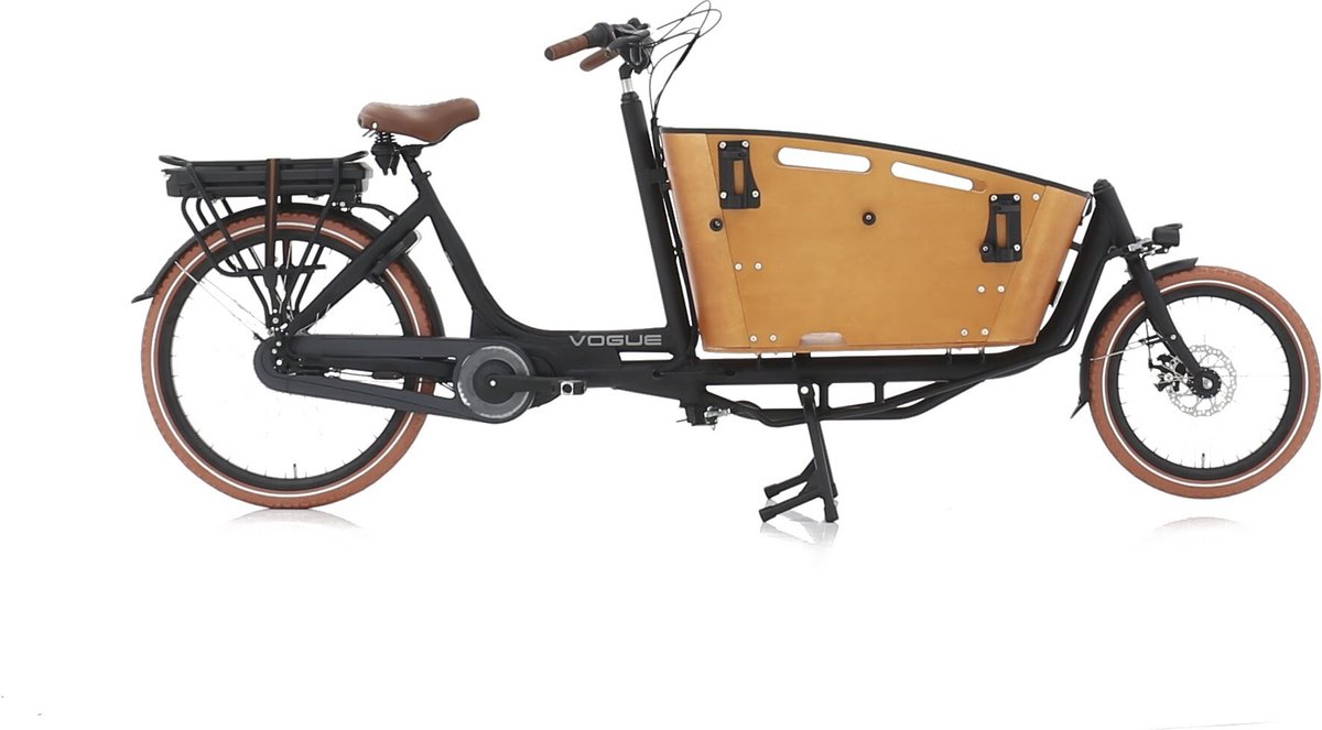 Vogue Elektrische bakfiets Carry 2 Mat / Bruin 468 Watt - Zwart