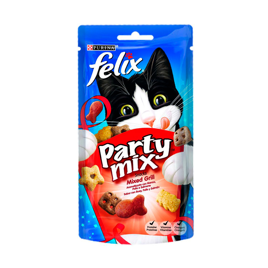 Felix Party Mix - Snack Para Gatos Adultos Mixed Grill 60 G
