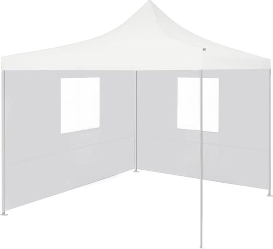 Vidaxl Partytent Met 2 Zijwanden Inklapbaar 3x3 M Staal - Wit