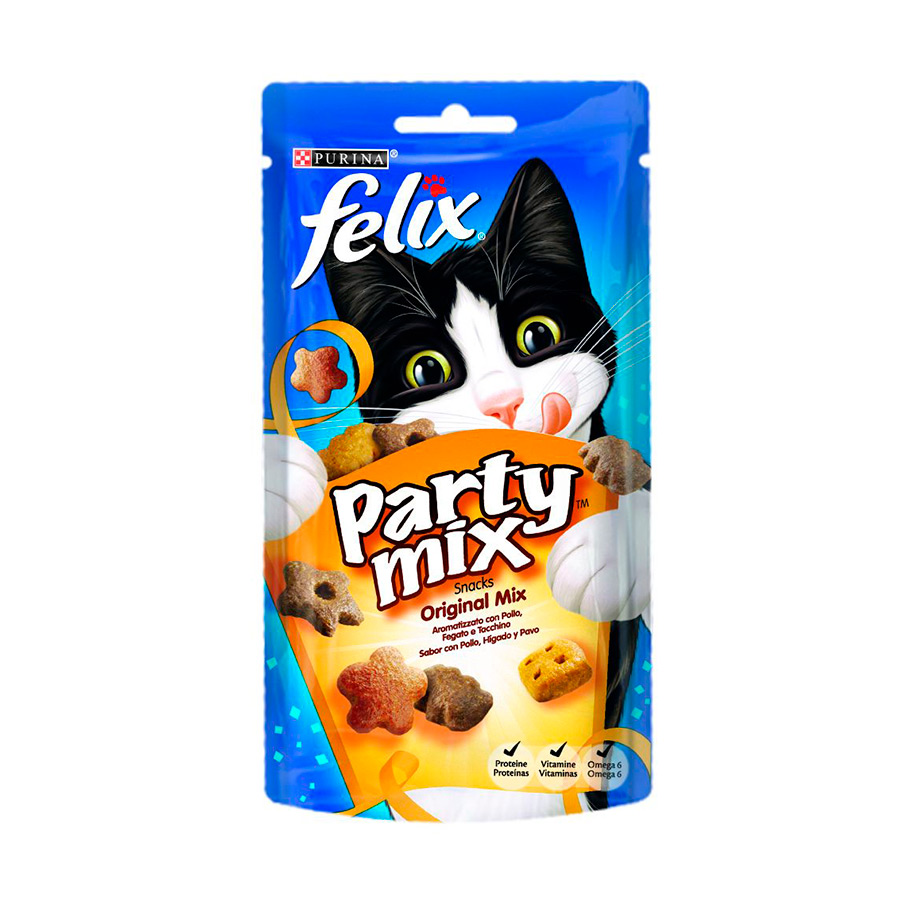 Felix Party Mix - Snack Para Gatos Adultos Original 60 G