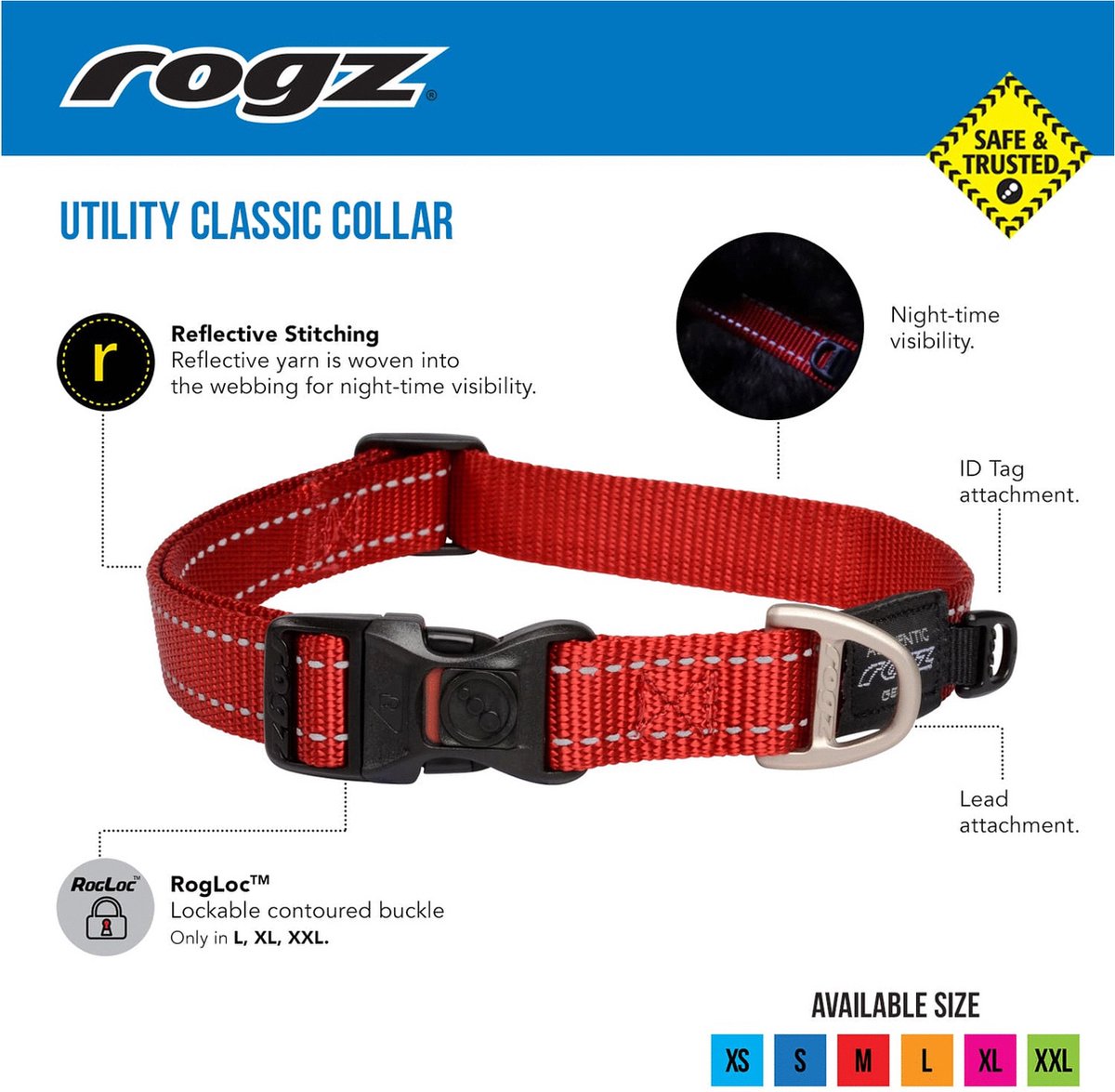 Rogz - Collar Para Perros Fanbelt - Blauw