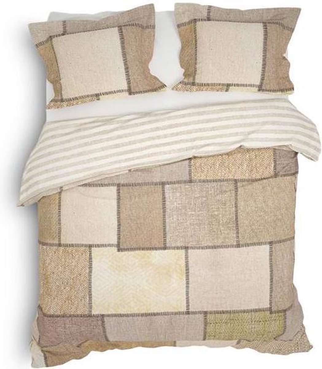 Heckett & Lane Dekbedovertrek Rida - Woven Beige - Lits-jumeaux 240x200/220 Cm - Bruin