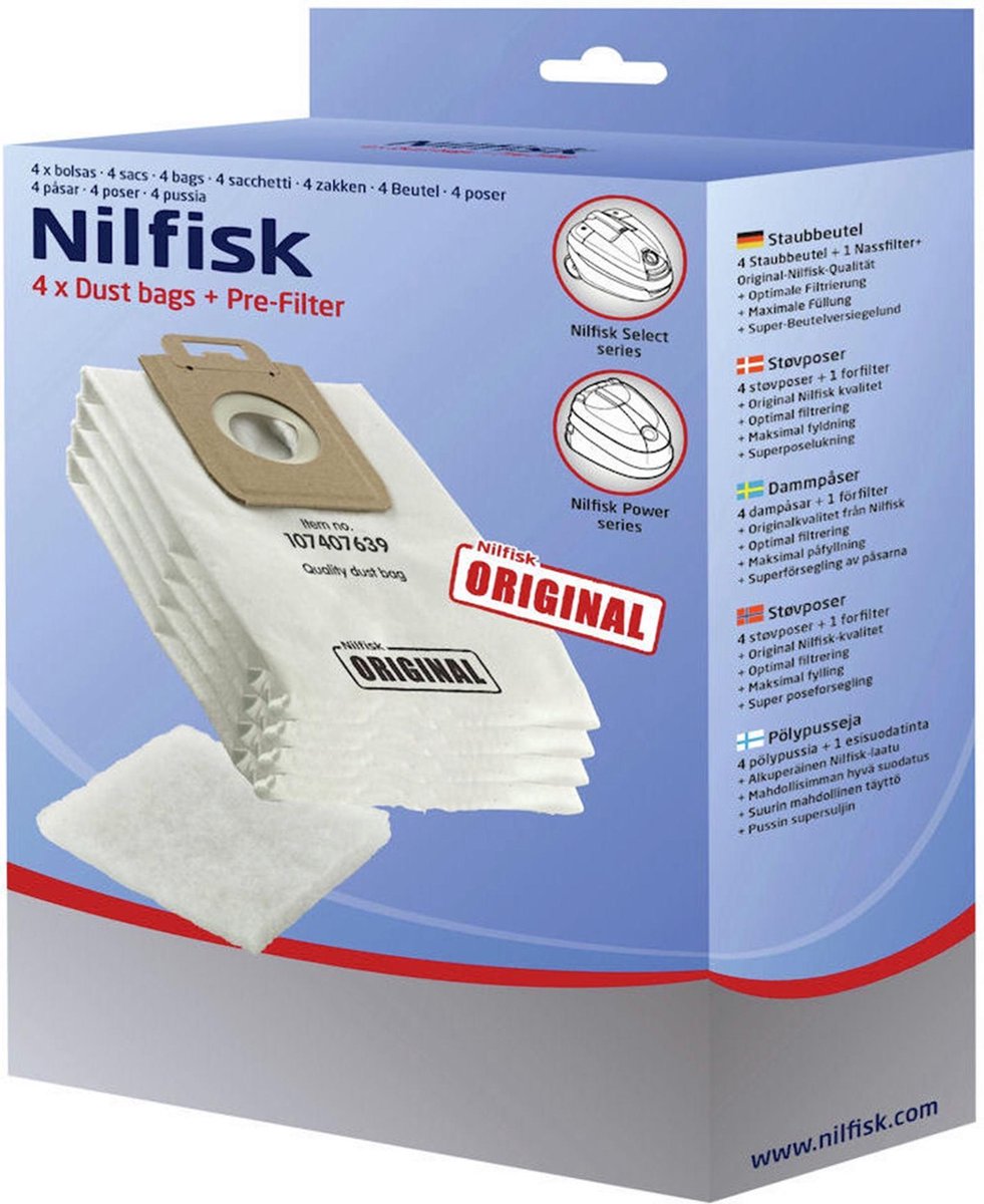Nilfisk Stofzuigerzakken Power-select 4 Stuks - Blauw