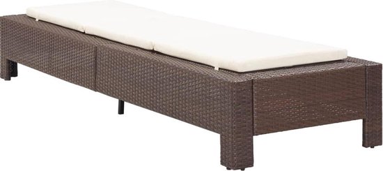 Vidaxl Ligbed Met Kussen Poly Rattan - Marrón