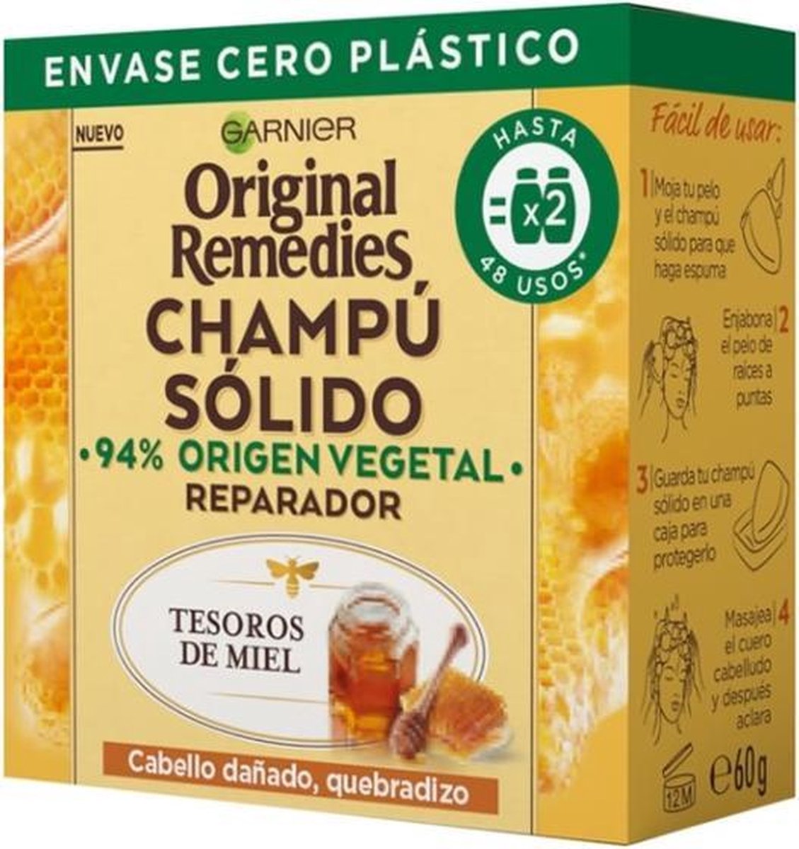 Garnier - Champú Solido Reparador Original Remedies Tesoros De Miel