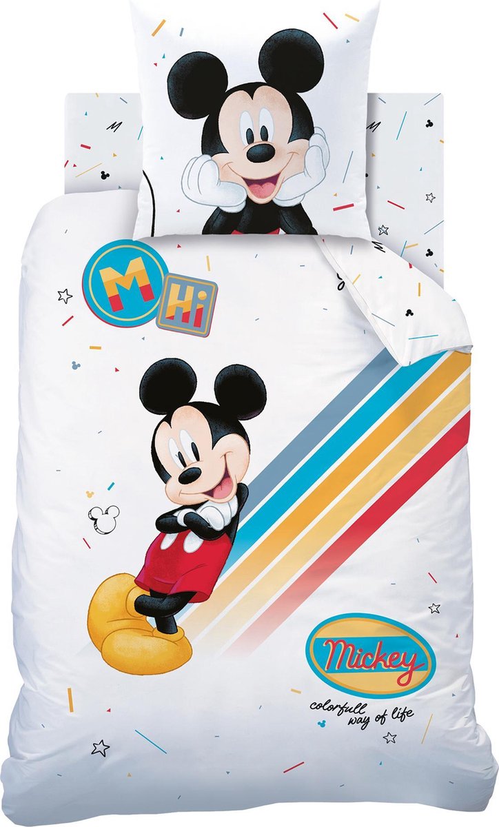 Disney Mickey Mouse Colourful - Dekbedovertrek - Eenpersoons - 140 X 200 Cm - Multi