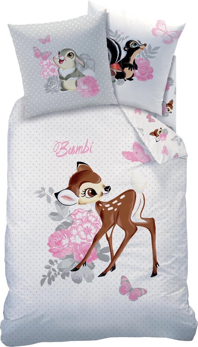 Disney Bambi Retro - Dekbedovertrek - Eenpersoons - 140 X 200 Cm - - Wit