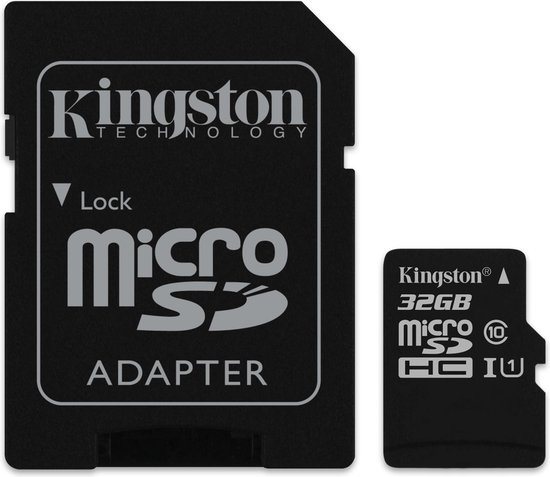 Kingston microSDHC Canvas Select Plus 32GB 100 MB/s + SD adapter - Zwart