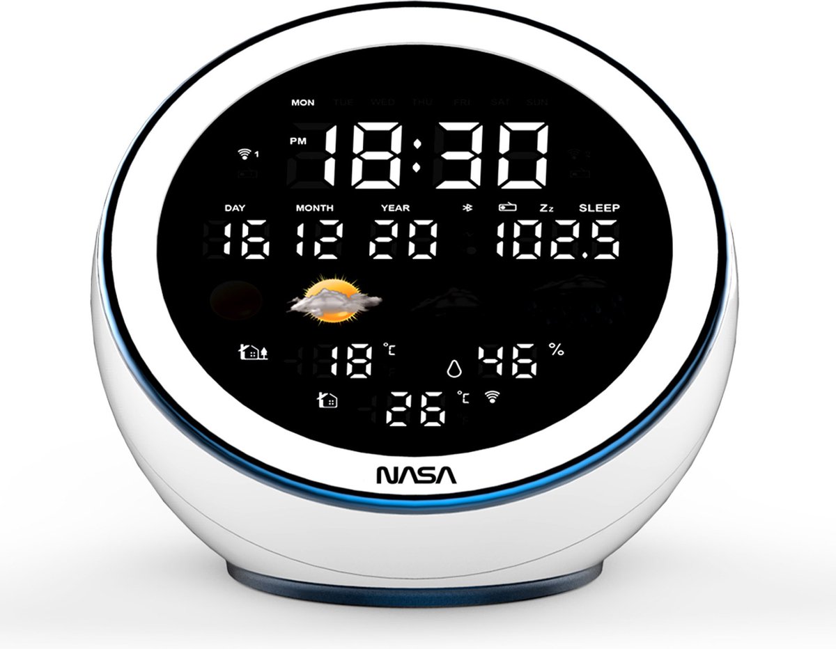 NASA Weerstation en Bluetooth Speaker Moon WSP 1500 - Blanco