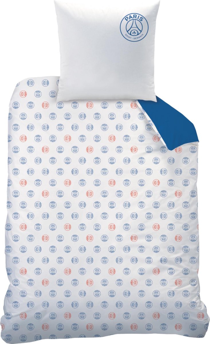 Paris Saint Germain Classic - Dekbedovertrek - Eenpersoons - 140 X 200 Cm - Multi - Blauw