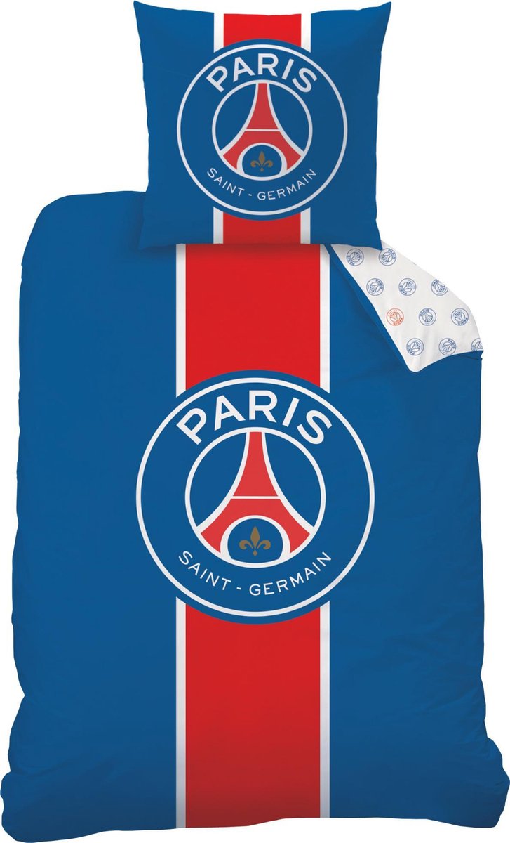 Paris Saint Germain Classic - Dekbedovertrek - Eenpersoons - 140 X 200 Cm - Multi - Blauw