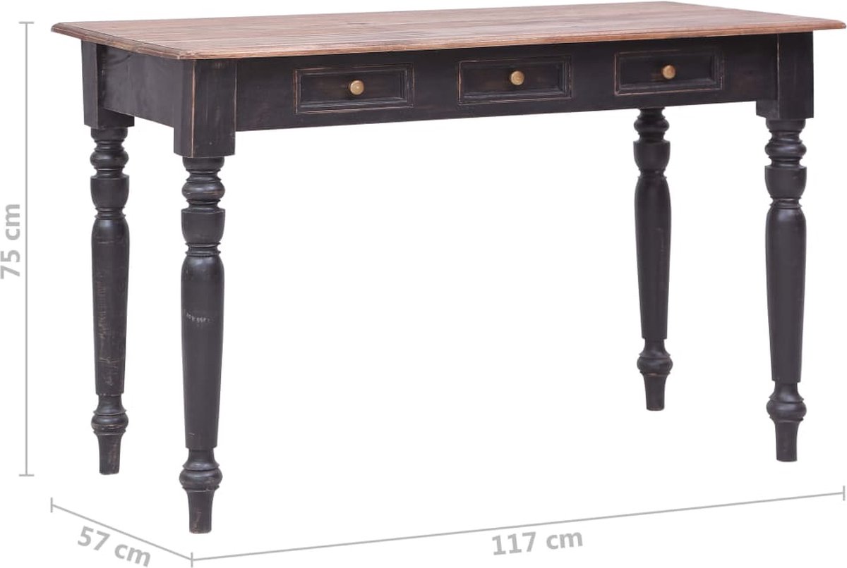 Vidaxl Bureau Met 3 Lades 117x57x75 Cm Massief Mahoniehout - Bruin