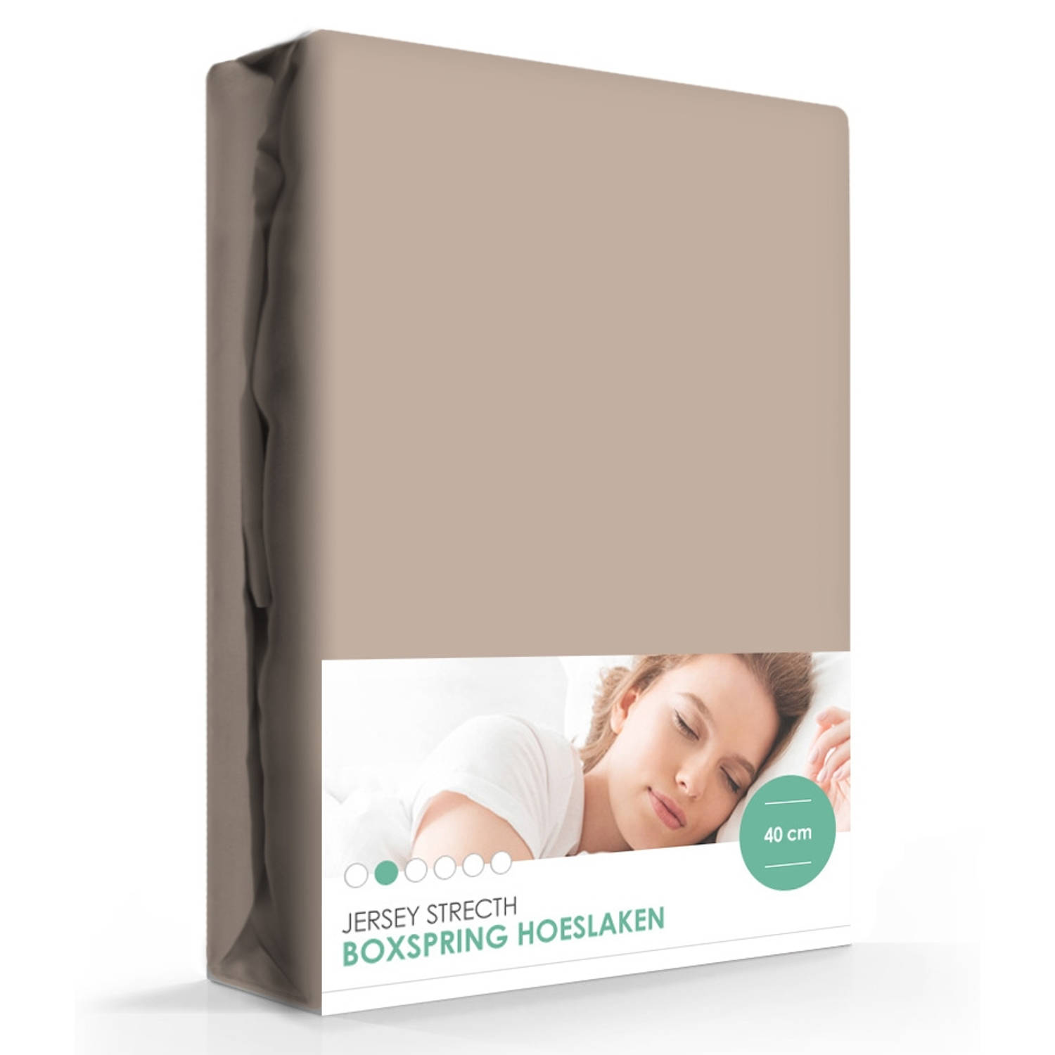 Voordeeldrogisterij Iseng Jersey Stretch Hoeslaken Extra Hoog Taupe-80/90 X 220 Cm