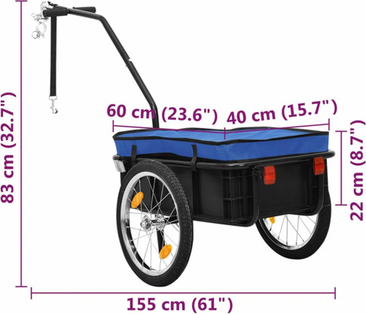 Vidaxl Fietskar/trekwagen 155x61x83 Cm Staal - Zwart