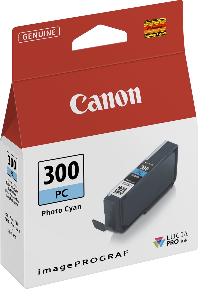 Canon - Cartucho De Tinta PFI-300 PC Cian Foto (4197C001) - Blauw