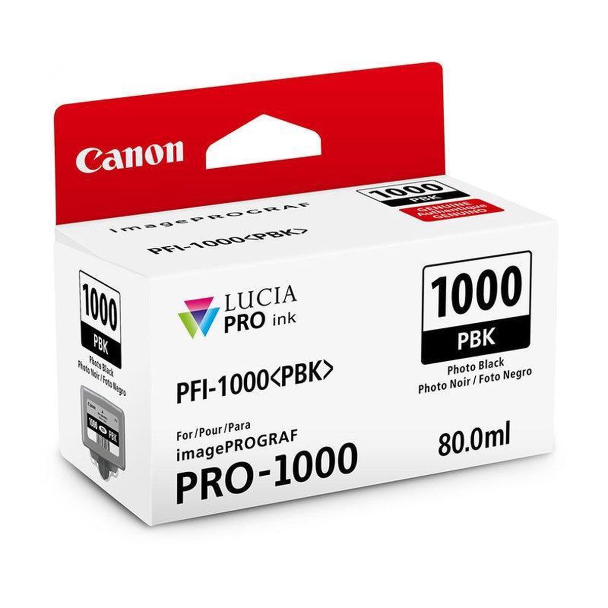 Canon - Cartucho De Tinta Original PFI-1000 PBK Negro Fotográfico (0546C001) - Zwart