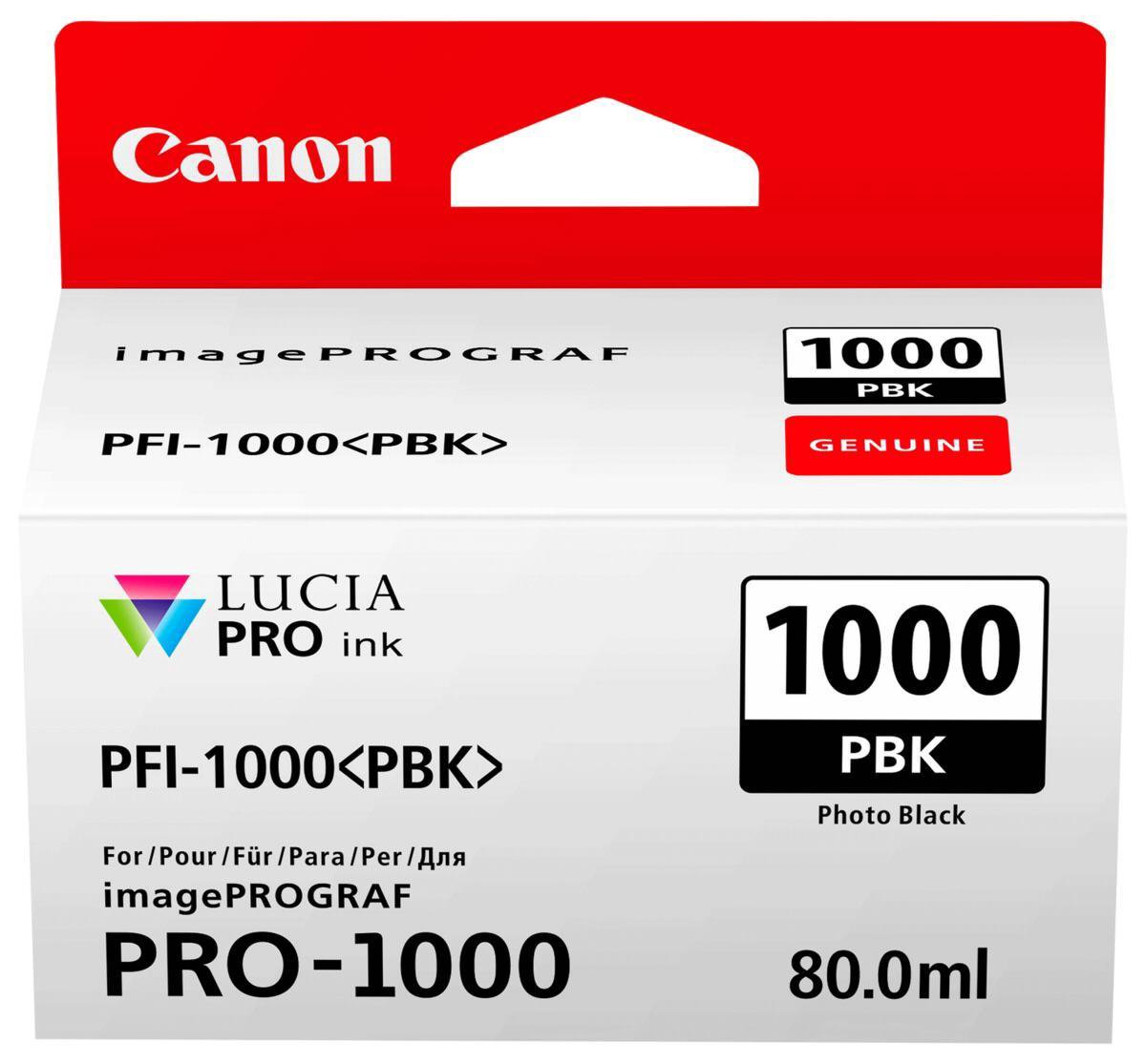 Canon - Cartucho De Tinta Original PFI-1000 PBK Negro Fotográfico (0546C001) - Zwart
