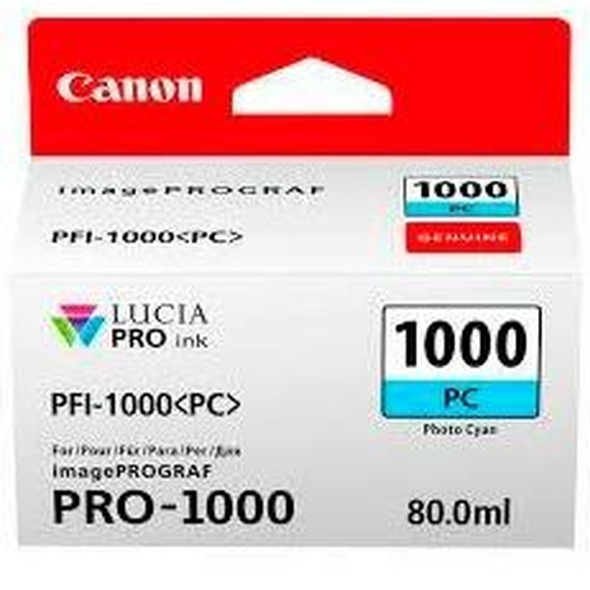 Canon - Cartucho De Tinta Original PFI-1000 PC Cian Fotográfico (0550C001) - Blauw