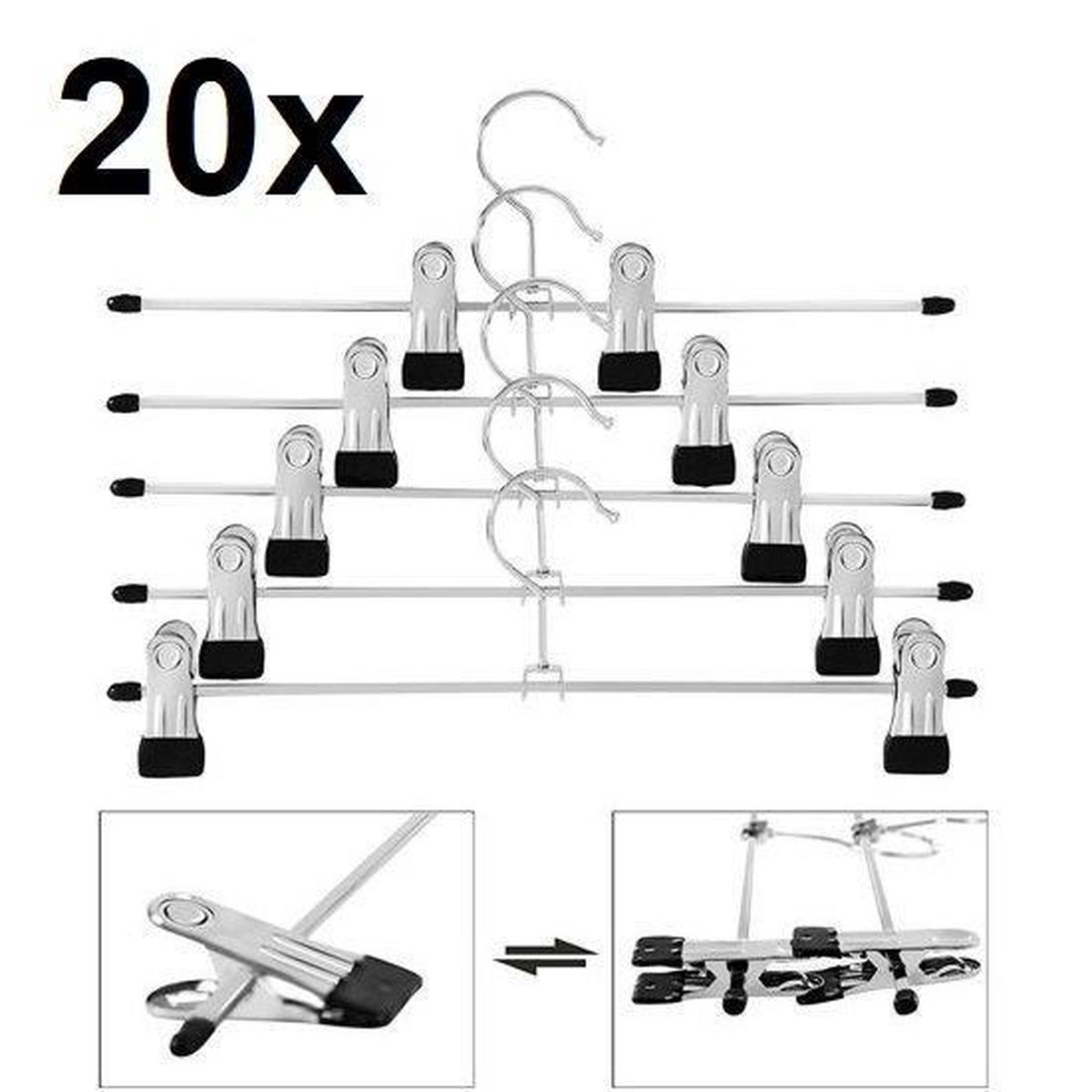 Relaxwonen - Broekhanger - Klemmen Met Antislip - 21 Stuks - Metaal